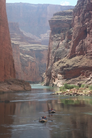 Canyon walls drop straight down