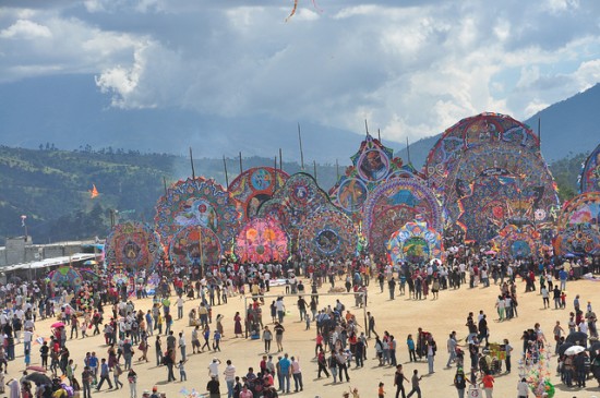 The giant kites on display