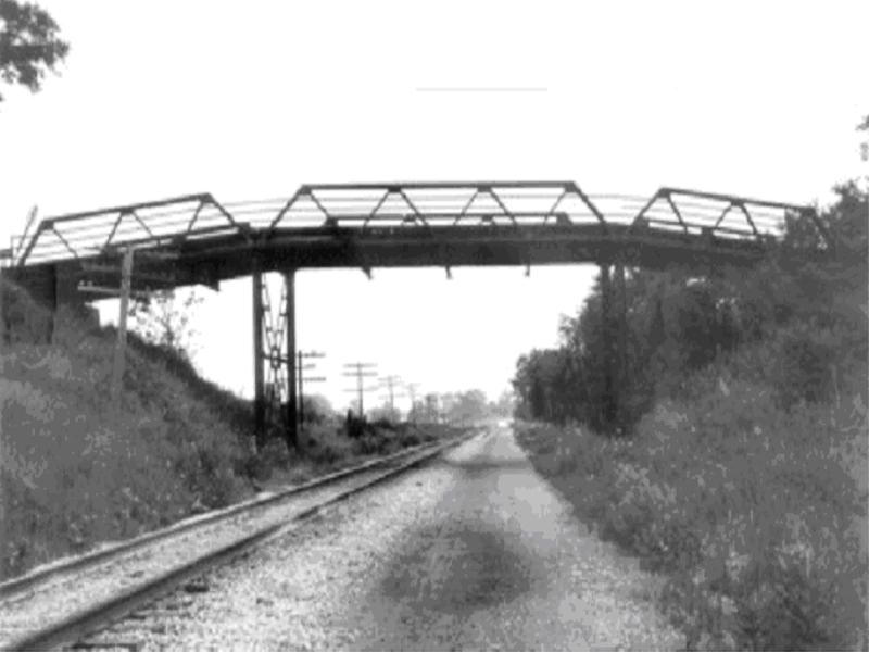 The old bridge over the train tracks