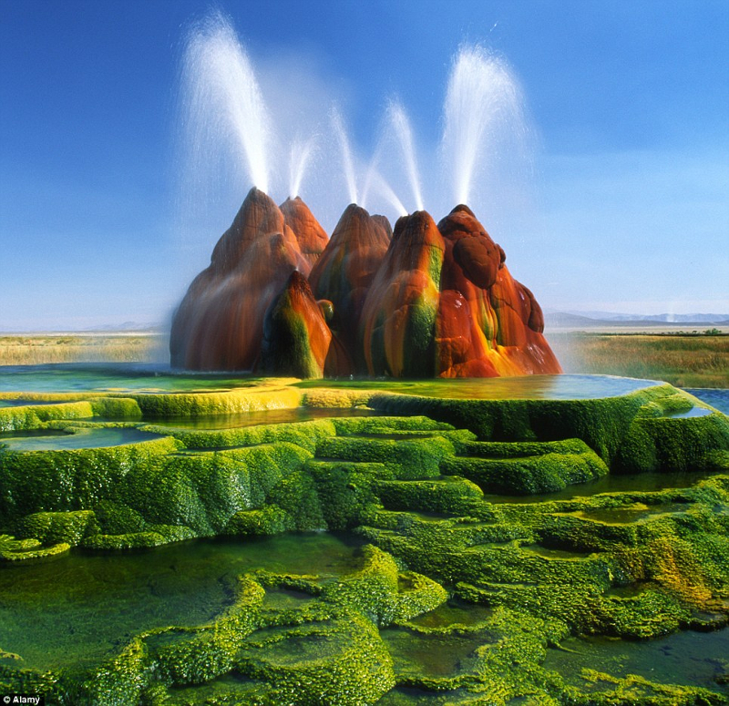 The geyser and its pools