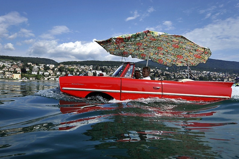 A car afloat